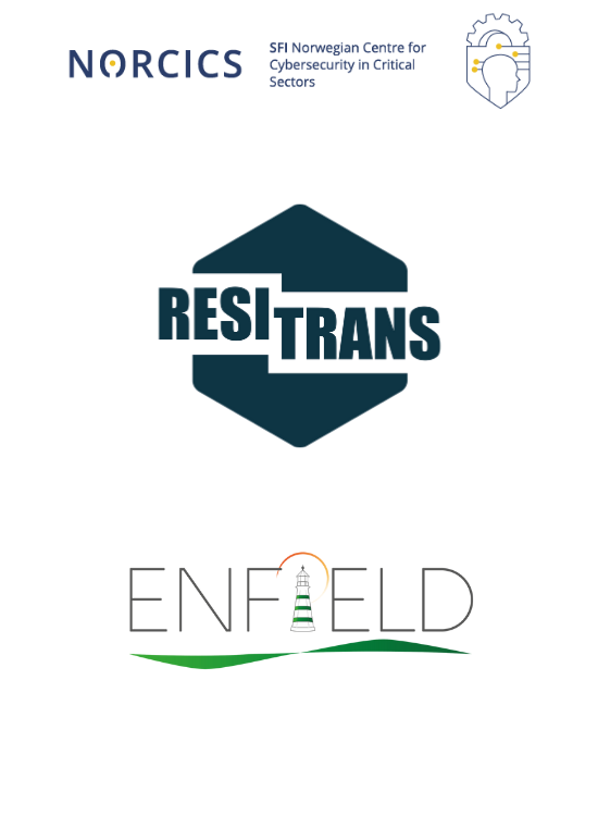Research centre logos - NORCICS, ResiTrans and ENFIELD.