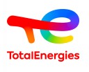 TotalEnergies logo written in red font. TE swirly, multicoloured logo at the top